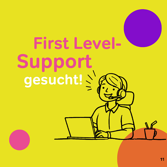 First Level-Support gesucht: Illustration eines Männchens mit Headset und Laptop